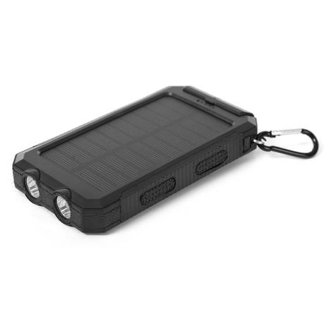 13000mAh Solar Powered Power Bank - Dual USB Output & Flashlight - Black_0