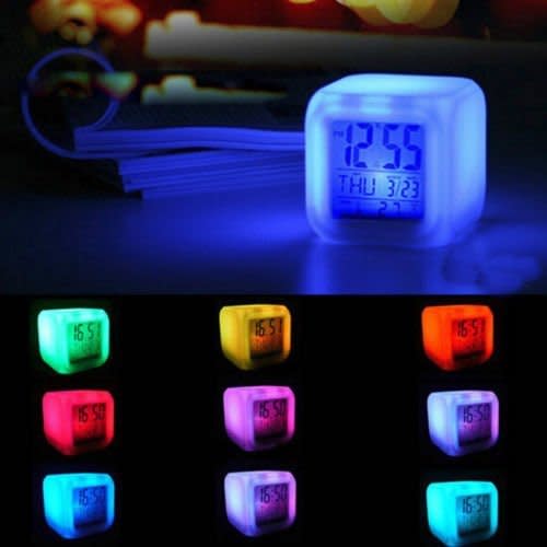 Digital Alarm Clock Desk 7 LED Colours Changing and Thermometer_0