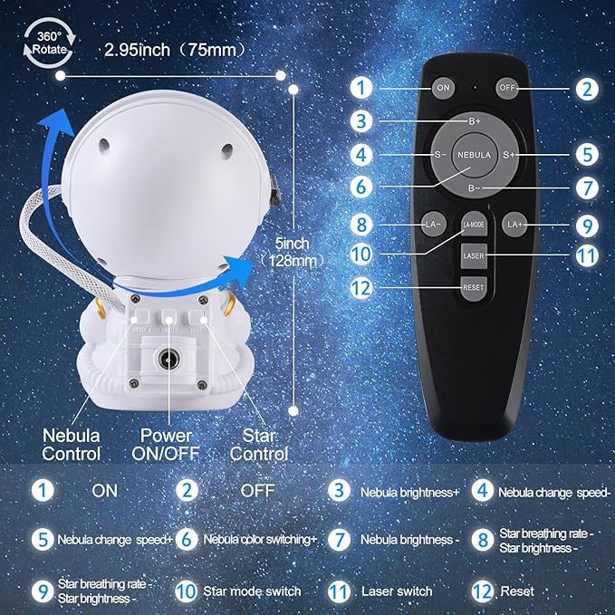 LED Astronaut Starry Galaxy Night Light